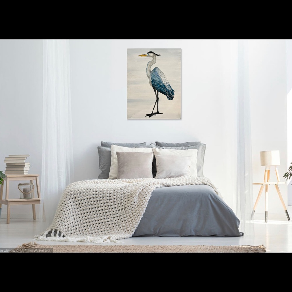 Original by me acrylic painting on canvas. Crane image